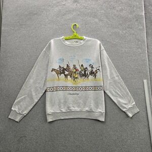 VINTAGE Eagle Navajo‎ Women Sweatshirt XL Gray Graphic Fleece Southwestern 90s